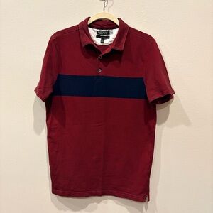 Banana Republic Performance Pique Maroon Polo with Navy Chest Band Size Medium
